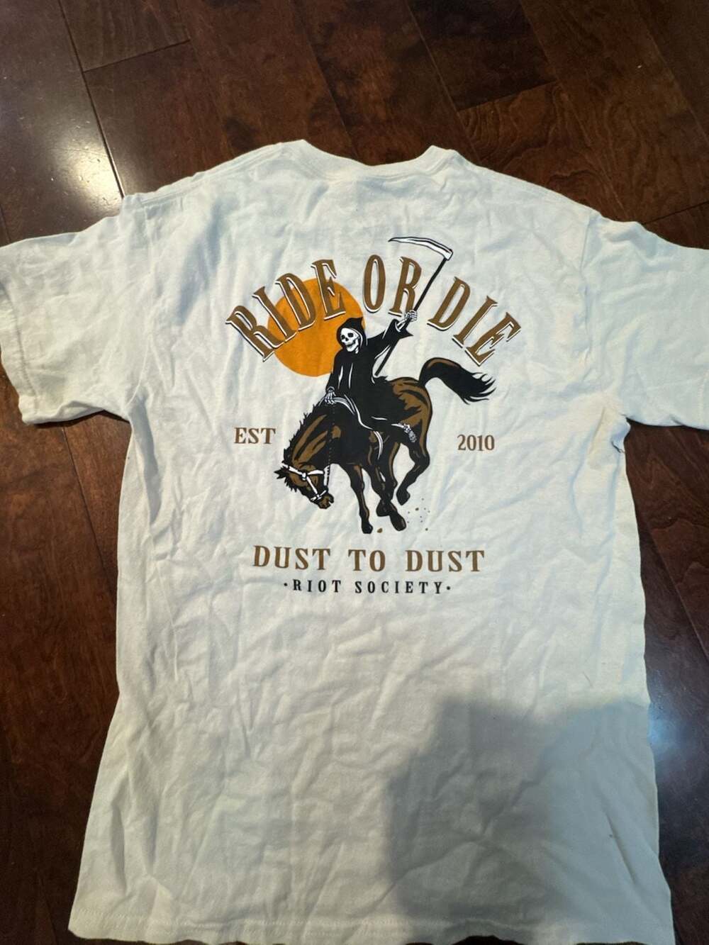 Riot Society Ride Or Die Dust To Dust T-Shirt White Men's M